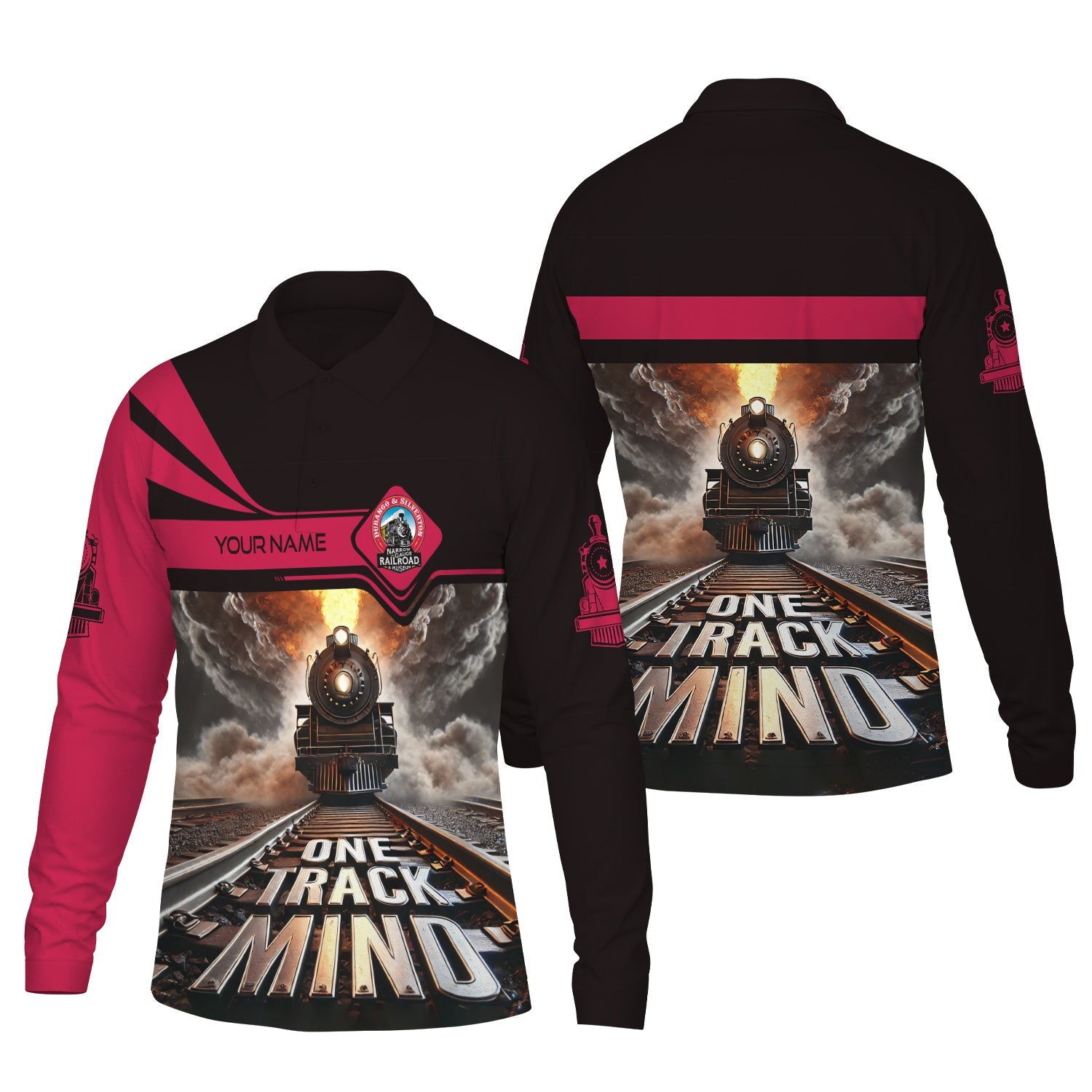 Railspirit Personalized Durango And Silverton Narrow Gauge Railroad Long Sleeve Polo Shirt One Track Mind Train Printed Shirt