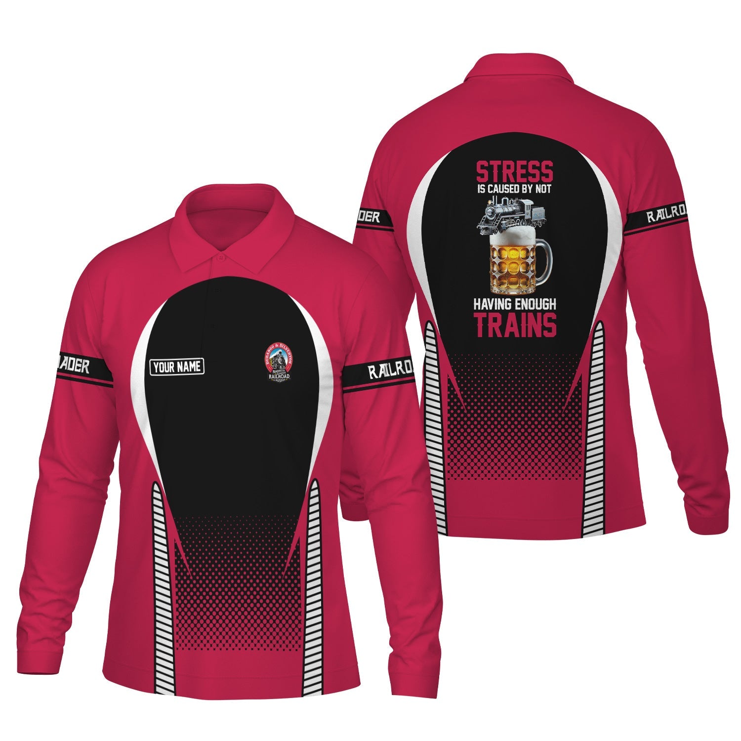 Railspirit Personalized Durango And Silverton Narrow Gauge Railroad Long Sleeve Polo Shirt Train Long Sleeve Polo Shirt Gift Idea For Train Lover