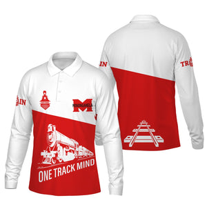 Railspirit Custom Name Monongahela Railroad Long Sleeve Polo Shirt One Track Mind Printed Shirt