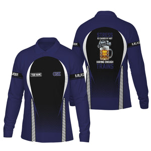 Railspirit Personalized CSX Transportation Railroad Long Sleeve Polo Shirt Train Long Sleeve Polo Shirt Gift Idea For Train Lover