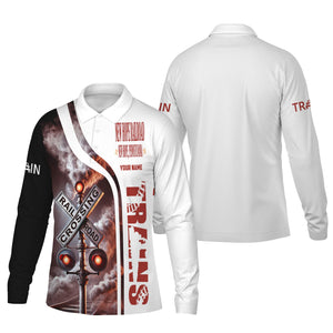 Railspirit Custom Name New Hope Railroad Long Sleeve Polo Shirt Railroad Crossing Sign Printed Shirt