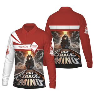 Railspirit Personalized New Hope Railroad Long Sleeve Polo Shirt One Track Mind Train Printed Shirt