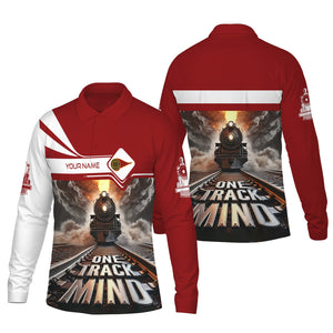 Railspirit Personalized Western Maryland Railway Long Sleeve Polo Shirt One Track Mind Train Printed Shirt