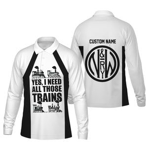 Railspirit Custom Name Norfolk and Western Railway Long Sleeve Polo Shirt Yes I Need All Those Train N&W Printed Shirt