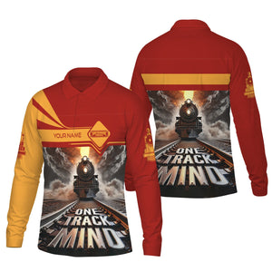 Railspirit Personalized Chicago South Shore and South Bend Railroad Long Sleeve Polo Shirt One Track Mind Train Printed Shirt