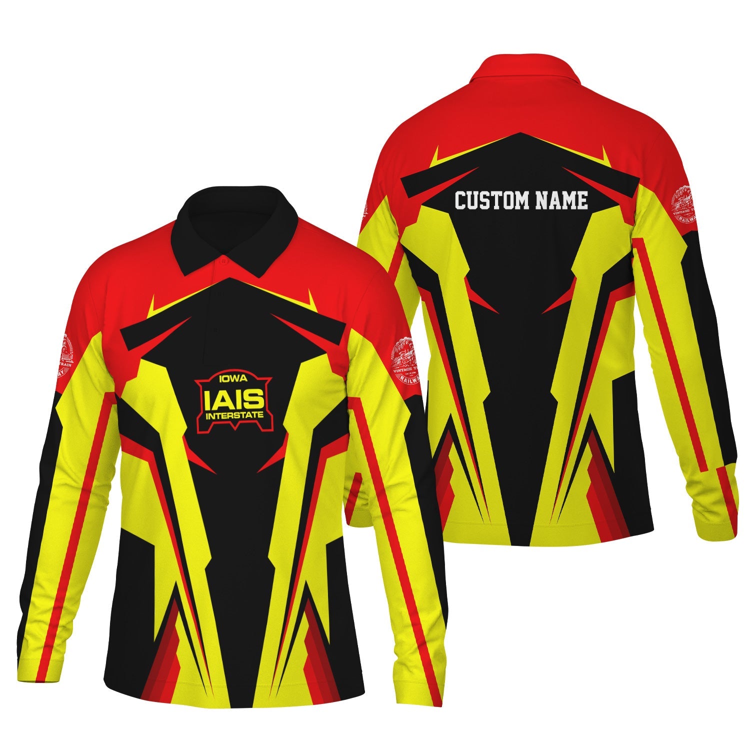 Railspirit Personalized Iowa Interstate Railroad Long Sleeve Polo Shirt IAIS Strong Line Train Long Sleeve Polo Shirt Gift Idea For Train Lover