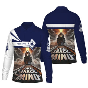 Railspirit Personalized Jersey Central Railroad Long Sleeve Polo Shirt One Track Mind Train Printed Shirt