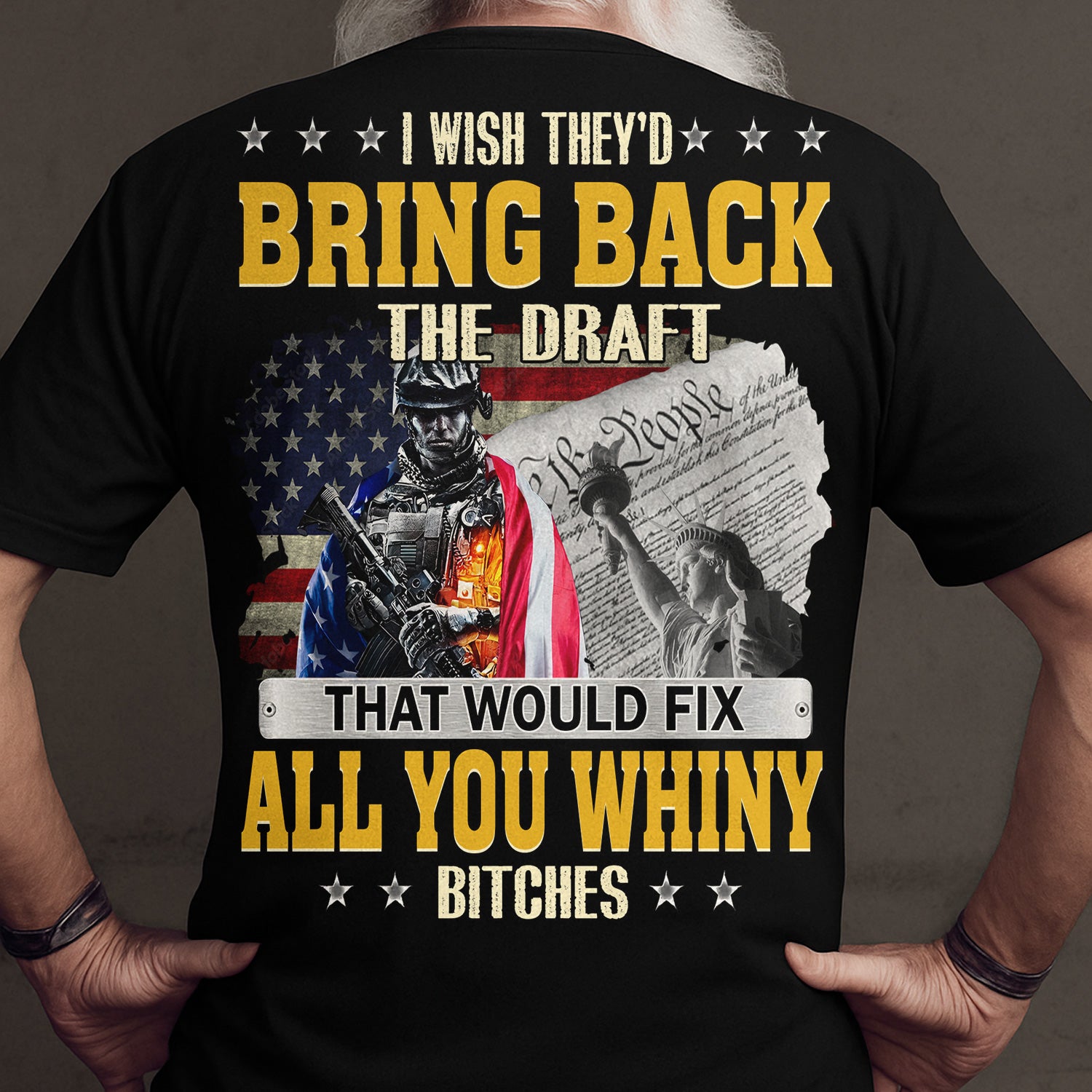 I Wish They’d Bring Back The Draft Quote Shirt, American Soldier Flag Design, Patriotic Veteran Military Tee, Patriotic Gift For Men