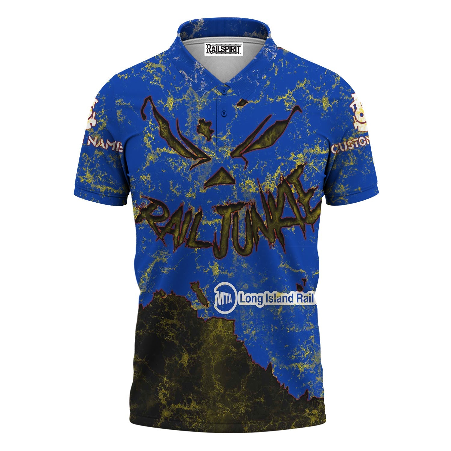Railspirit Personalized Long Island Railroad Polo Shirt Torn Graphic Style Train Shirt For Rail Junkie