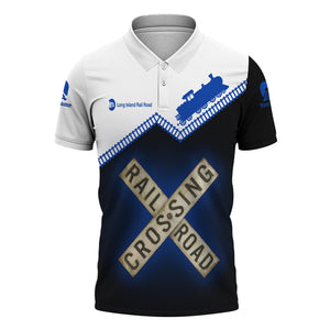 Railspirit Personalized Long Island Railroad Polo Shirt Railroad Crossing Printed Train Track Shirt