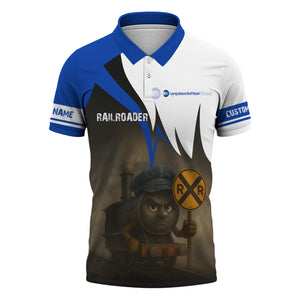 Railspirit Personalized Long Island Railroad Polo Shirt Angry Train Polo Shirt Gift Idea For Train Lover