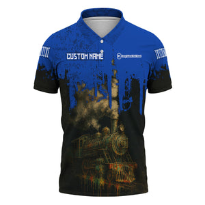 Railspirit Personalized Long Island Railroad Polo Shirt Vintage Train Art Style Shirt For Locomotive Fans