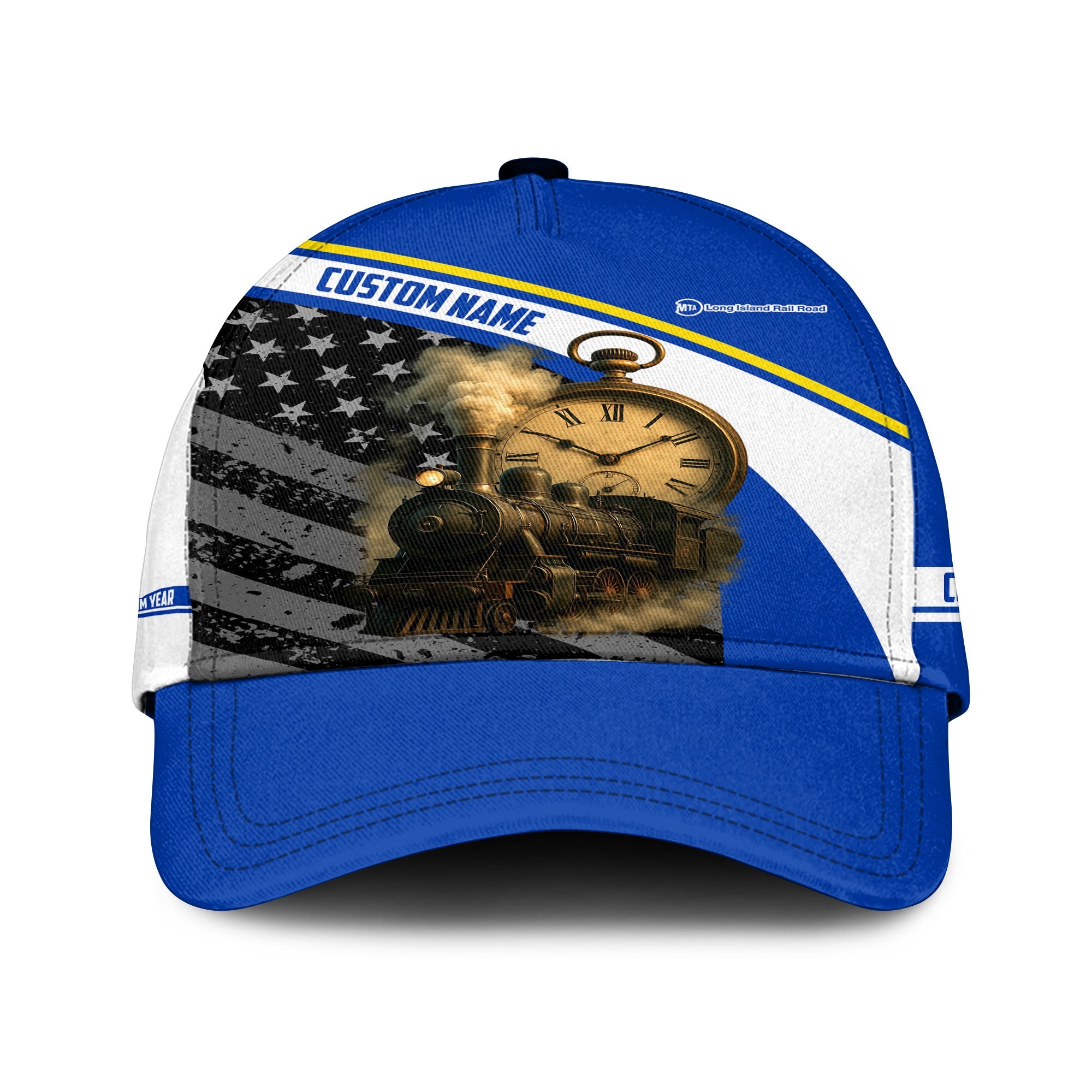 Railspirit Personalized Long Island Railroad Classic Cap Classic Steam Engine With Retro Pocket Watch Cap All Over Print
