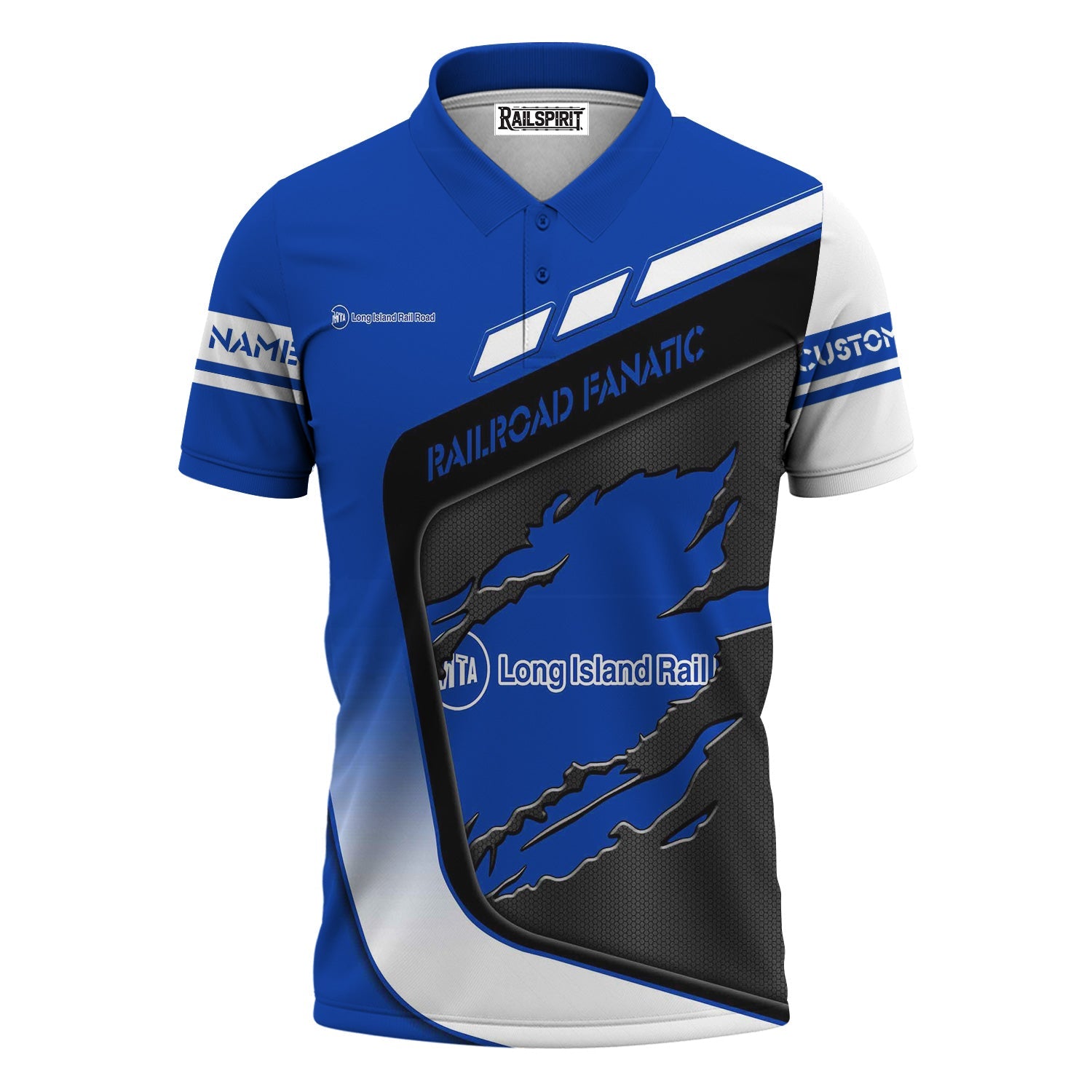 Railspirit Personalized Long Island Railroad Polo Shirt Ripped Texture Style Train Shirt For Railroad Fanatic