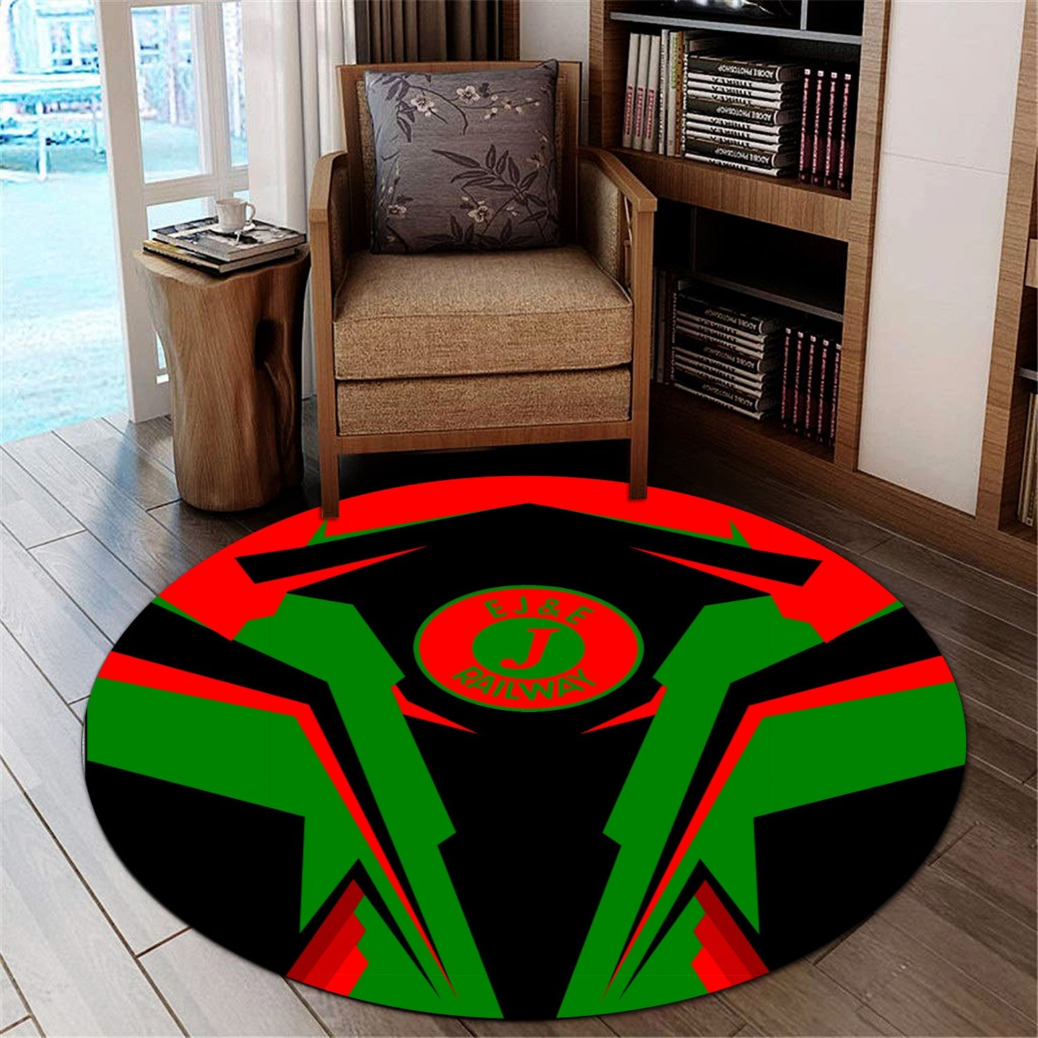 Railspirit Elgin Joliet And Eastern Railroad Round Mat Strong Line Style Rug All Over Print