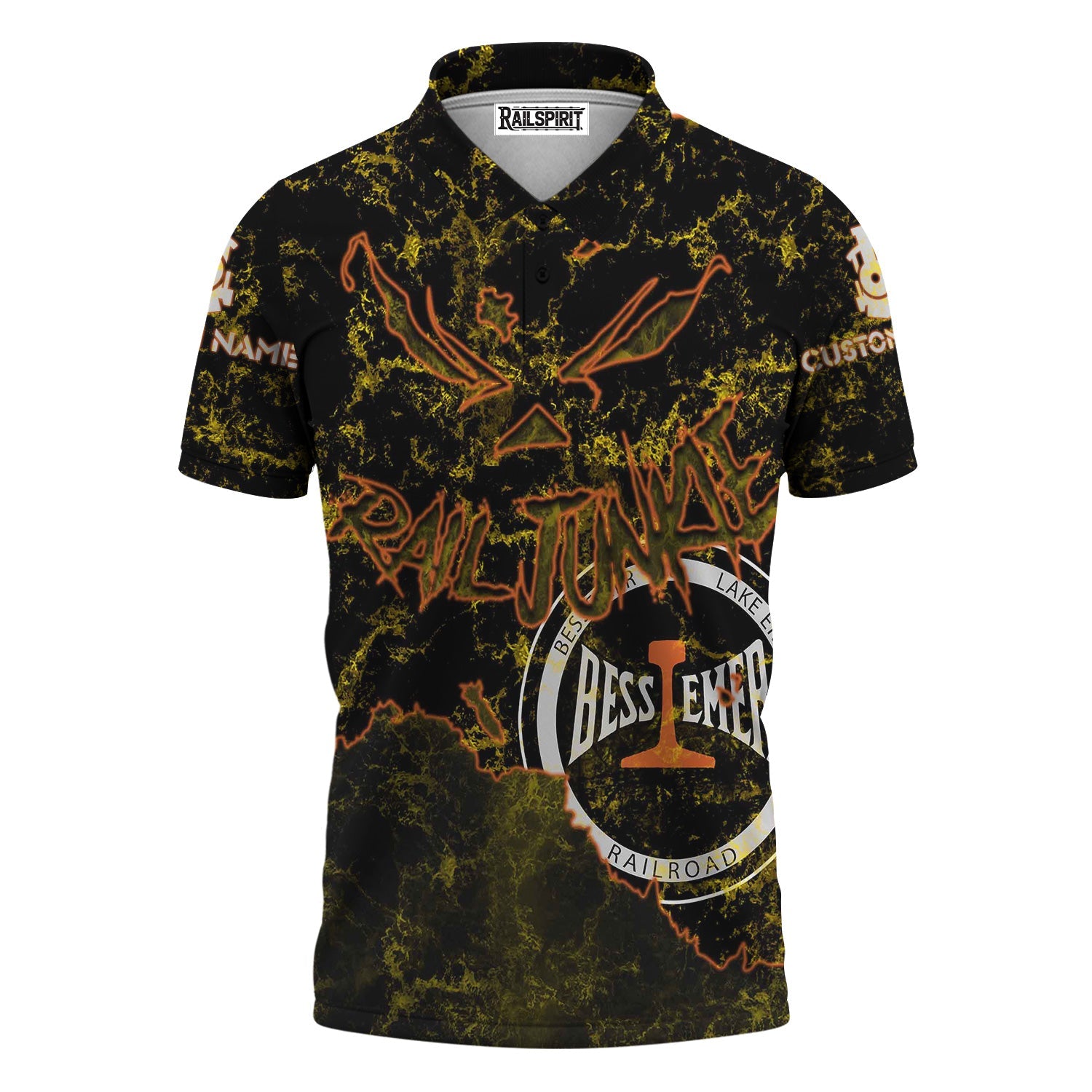 Railspirit Personalized Bessemer And Lake Erie Railroad Polo Shirt Torn Graphic Style Train Shirt For Rail Junkie