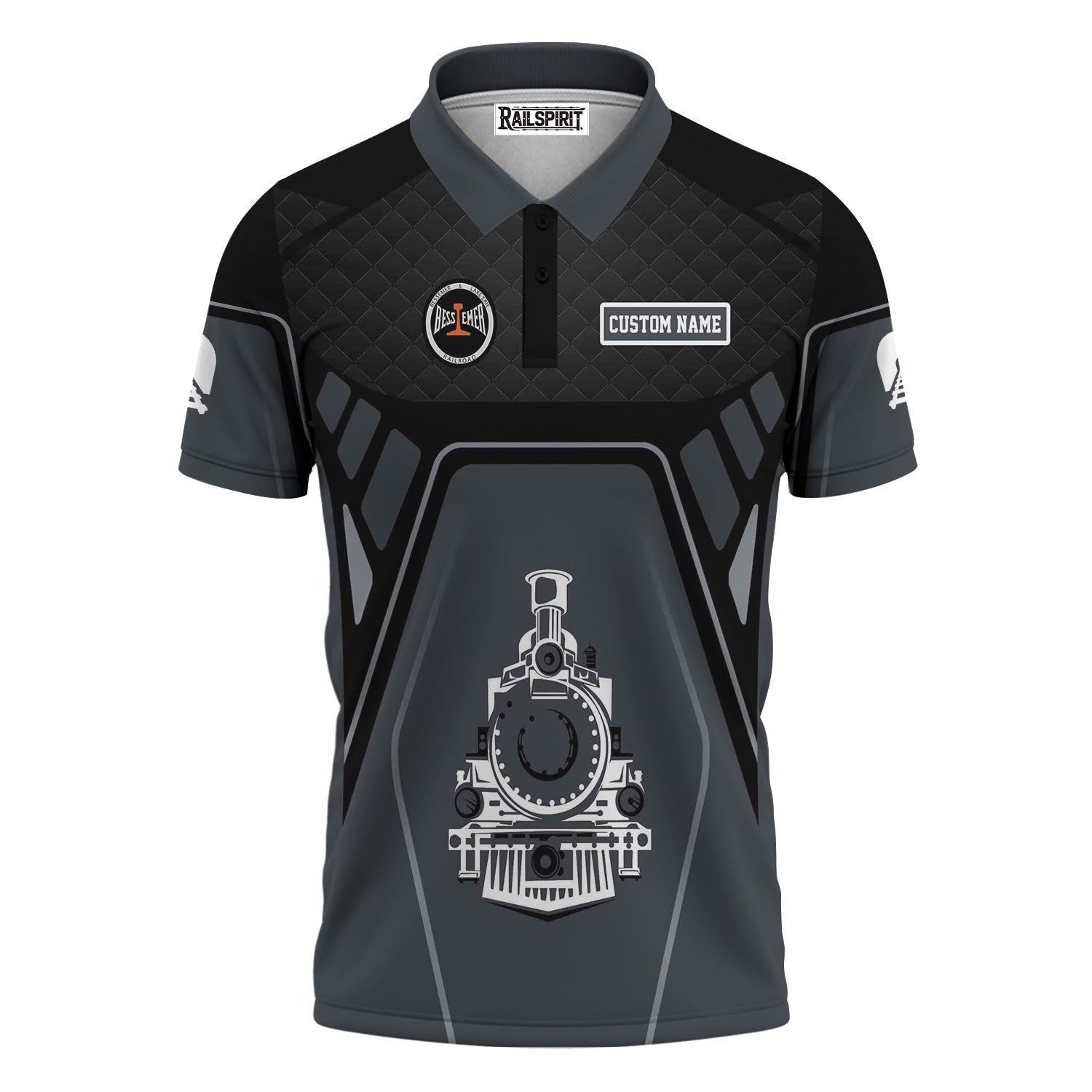 Railspirit Personalized Bessemer And Lake Erie Railroad Polo Shirt Steam Locomotive Engine Graphic Train Shirt All Over Print