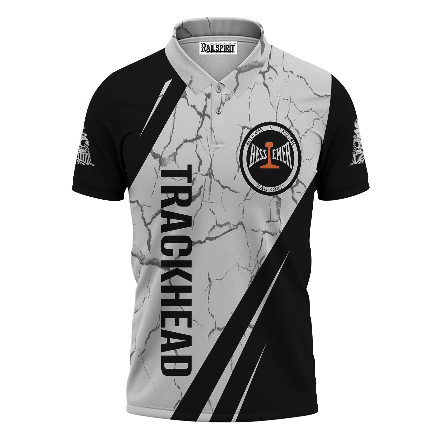 Railspirit Personalized Bessemer And Lake Erie Railroad Polo Shirt Crackle Texture Style Train Shirt For Trackhead