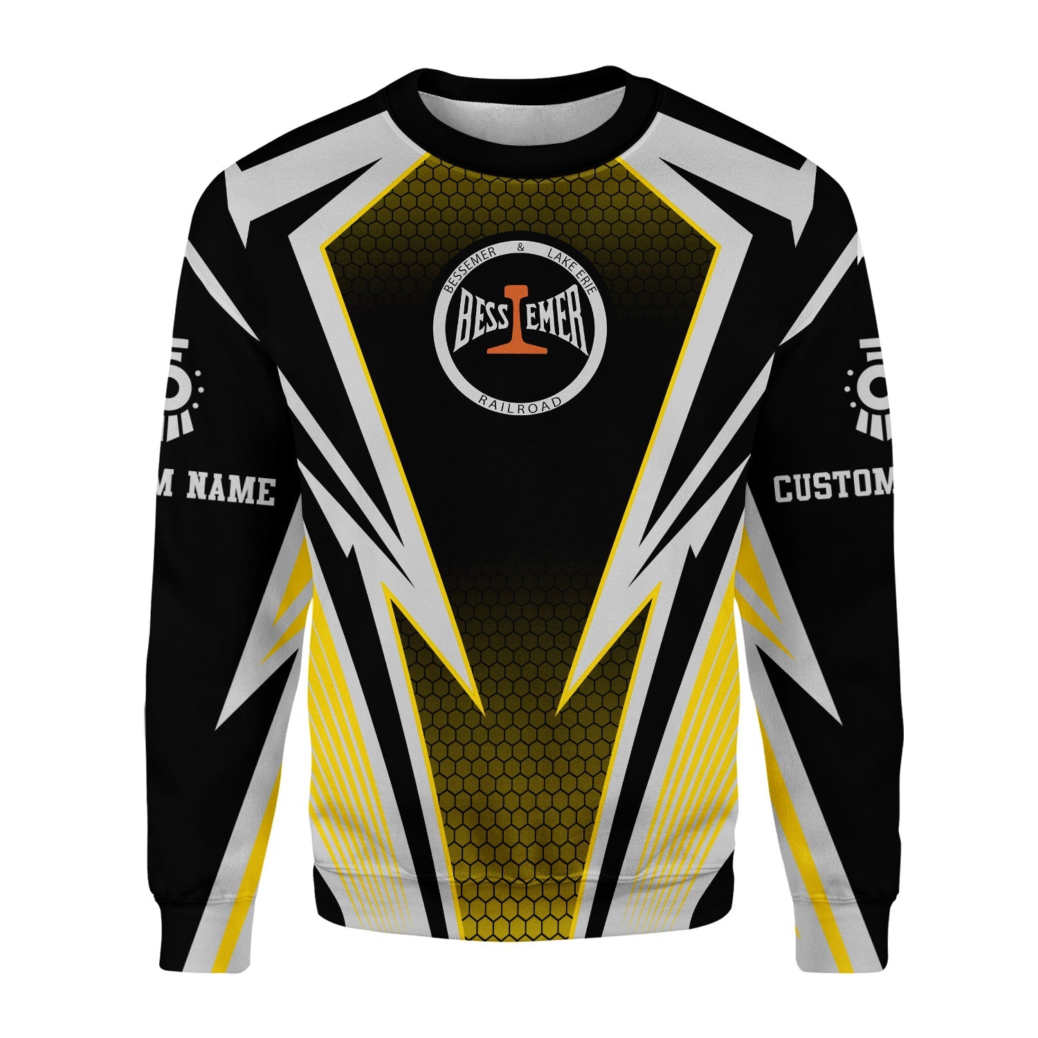 Railspirit Personalized Bessemer And Lake Erie Railroad Sweatshirt Lightning Graphic Style Shirt Gift Idea For Train Lover