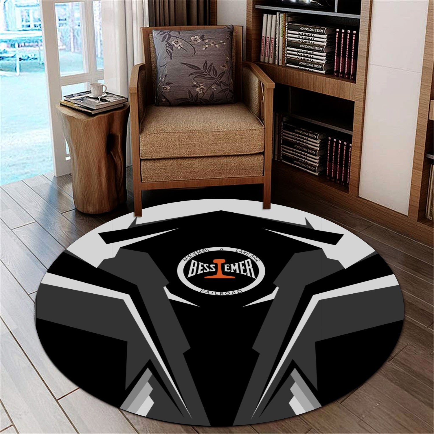 Railspirit Bessemer And Lake Erie Railroad Round Mat Strong Line Style Rug All Over Print