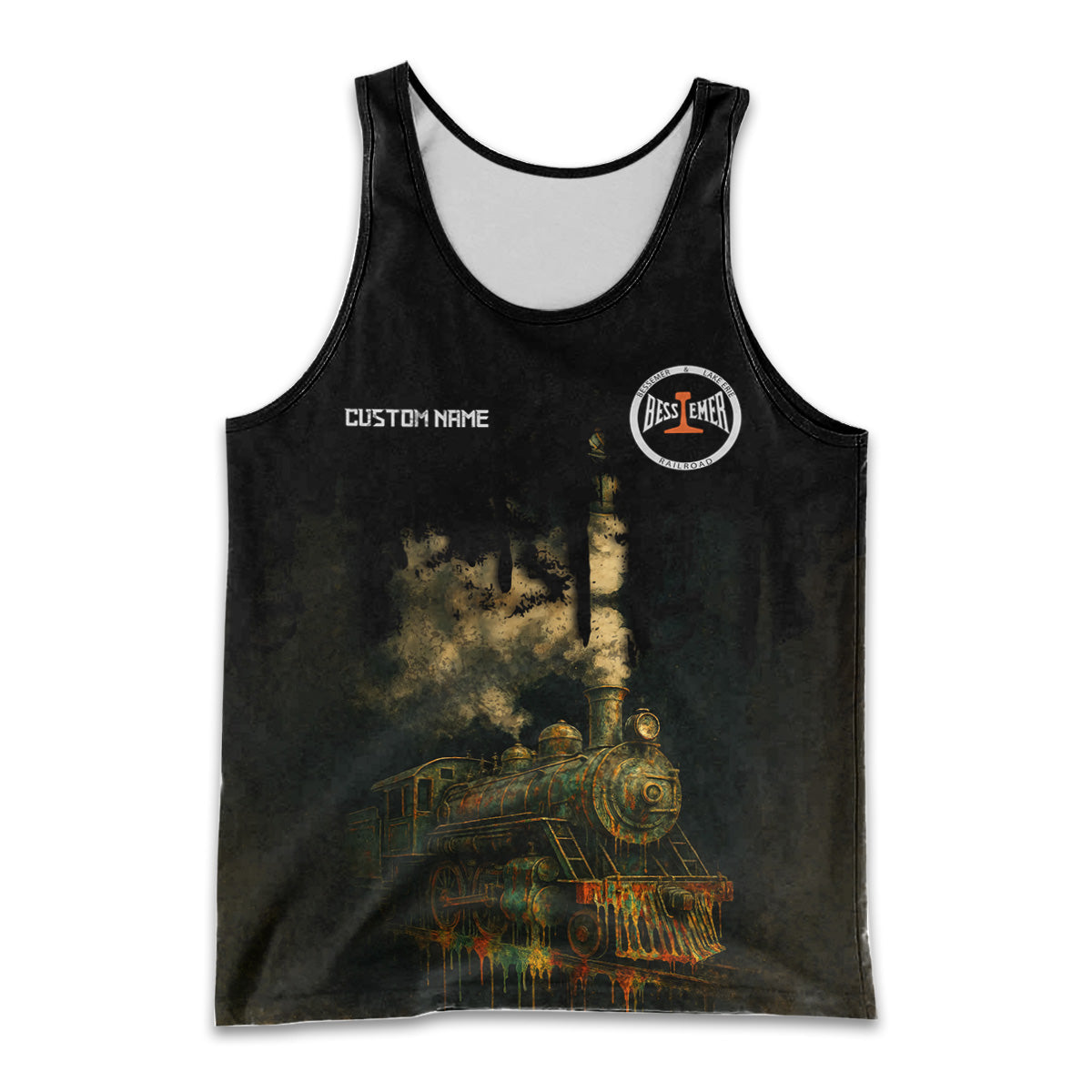 Railspirit Personalized Bessemer And Lake Erie Railroad Men Tank Top Vintage Train Art Style Shirt For Locomotive Fans