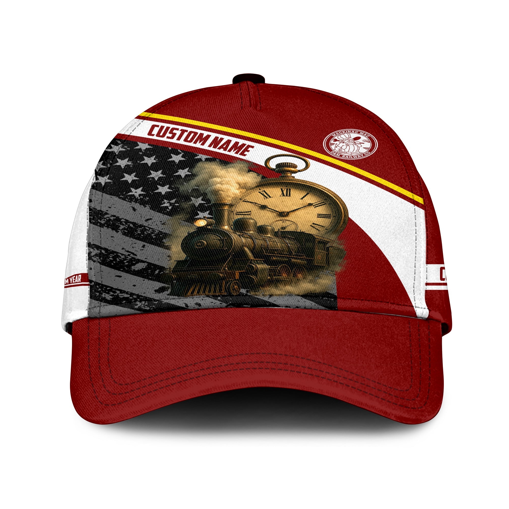 Railspirit Personalized Detroit & Mackinac Railroad Classic Cap Classic Steam Engine With Retro Pocket Watch Cap All Over Print