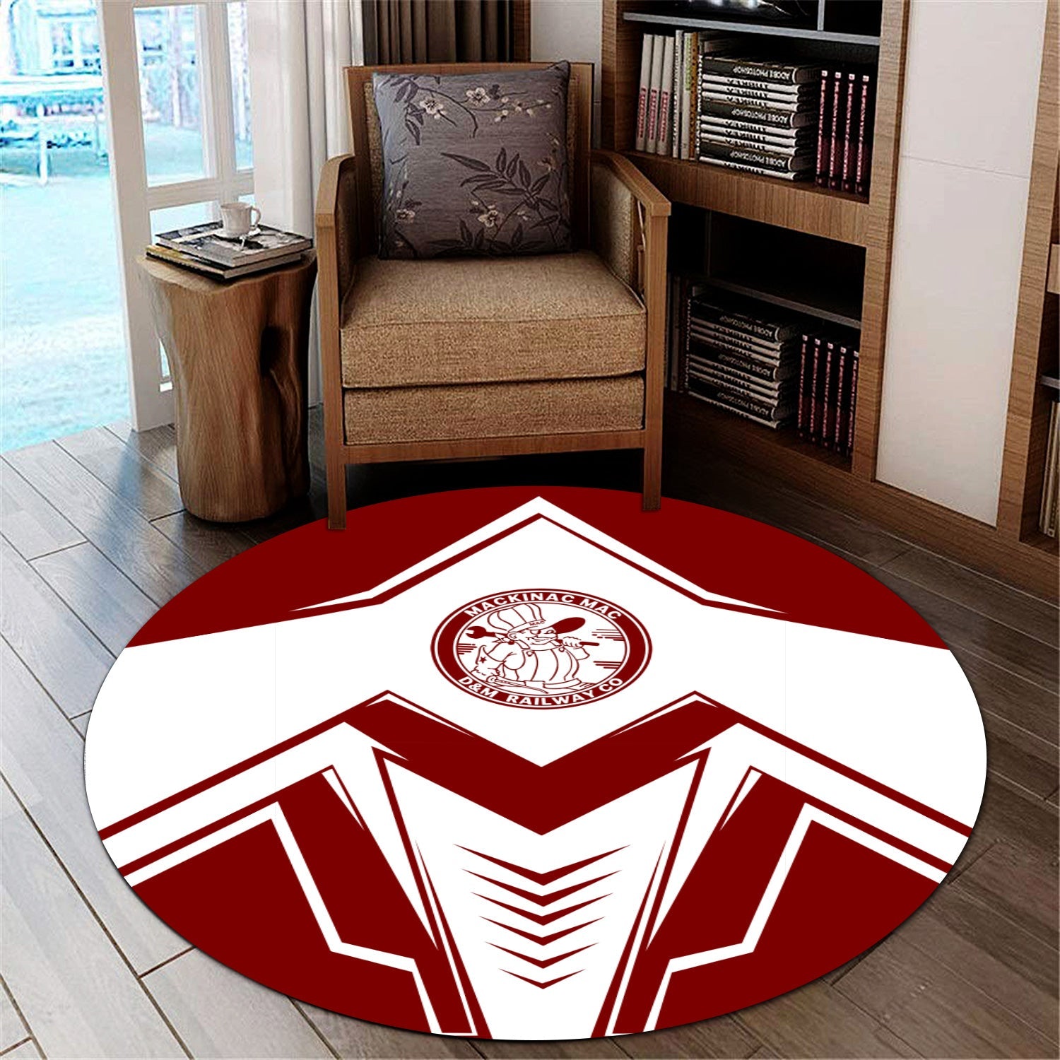 Railspirit Detroit & Mackinac Railroad Round Mat Railway Trainspotter Style Mat Gift Idea For Foamers