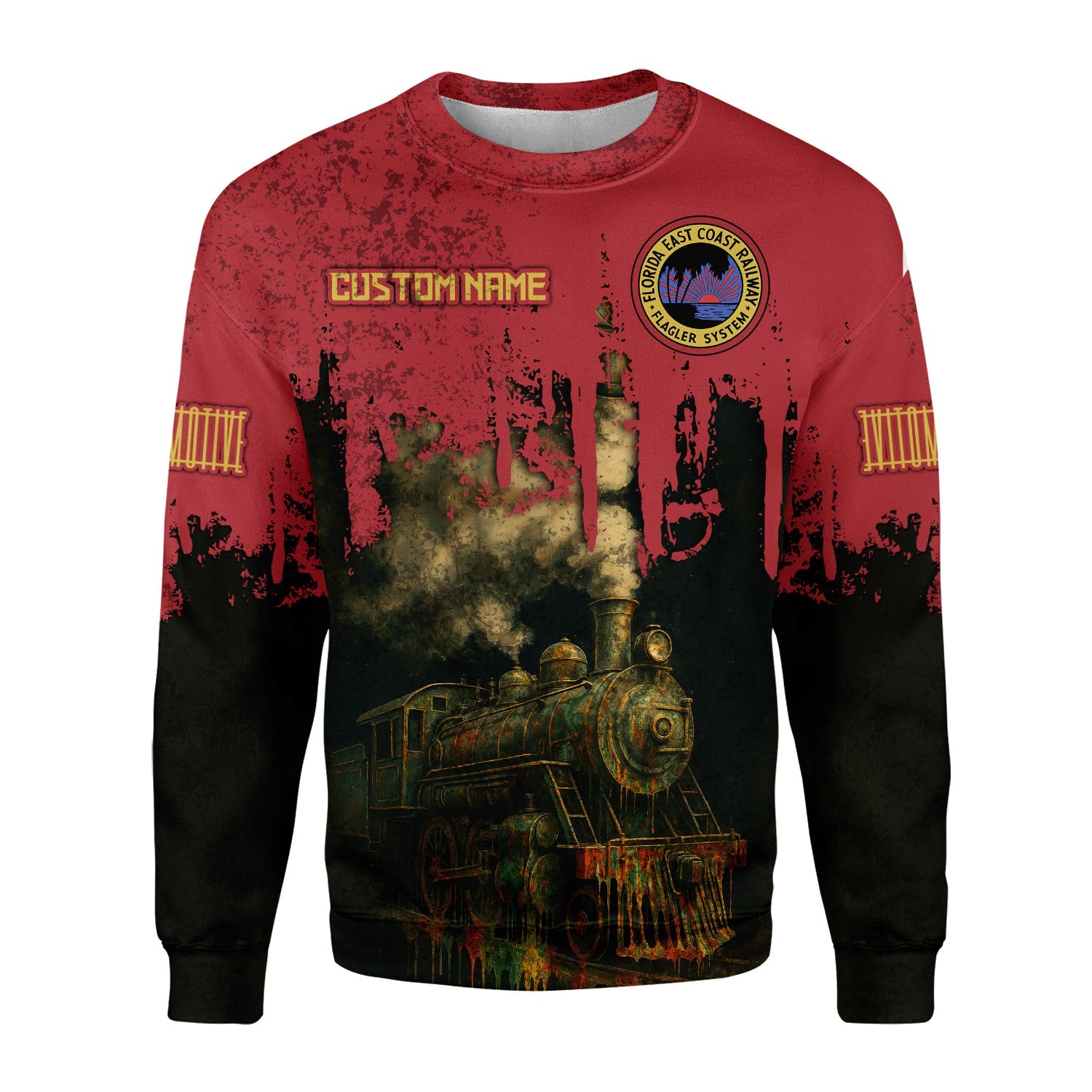 Railspirit Personalized Florida East Coast Railway Sweatshirt Vintage Train Art Style Shirt For Locomotive Fans