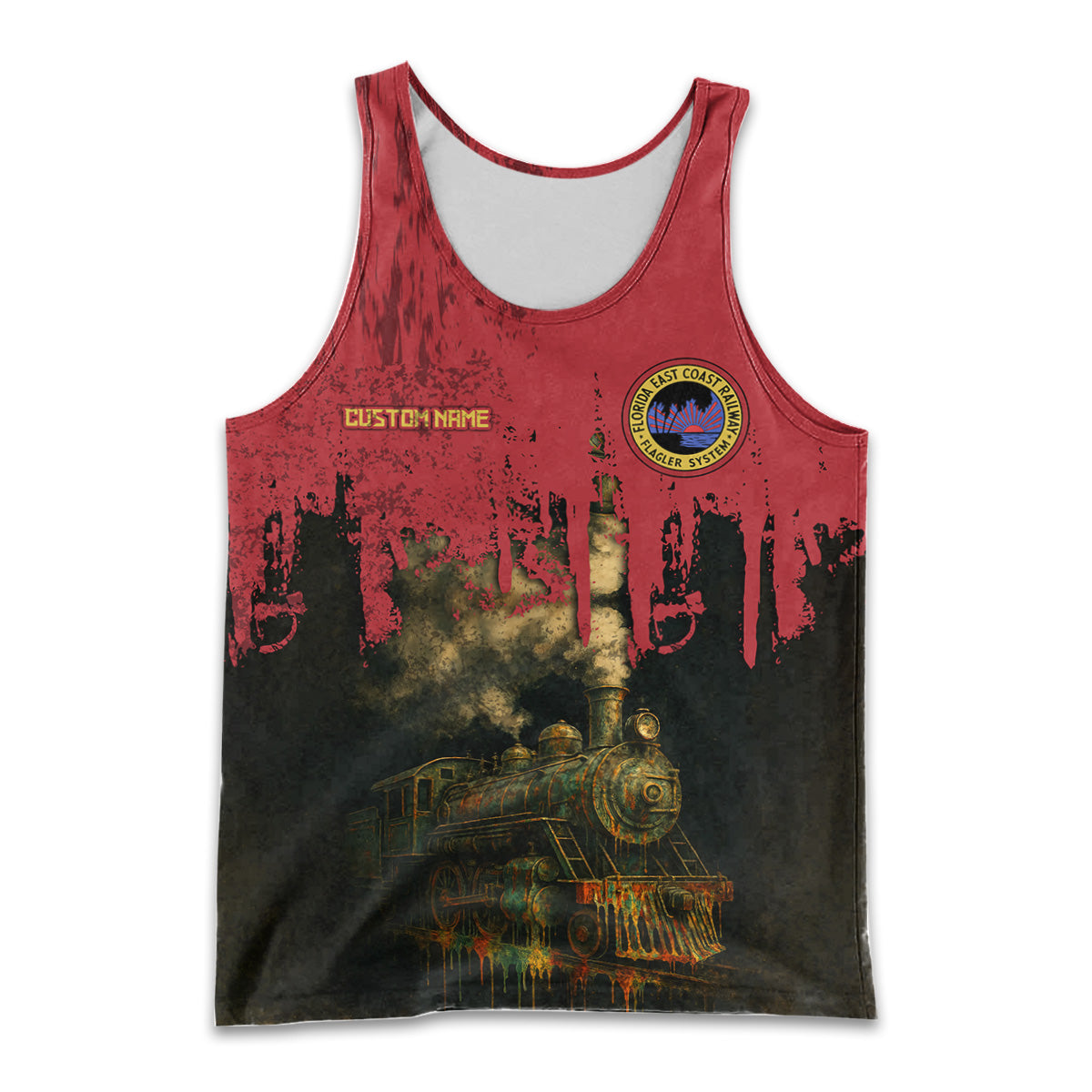 Railspirit Personalized Florida East Coast Railway Men Tank Top Vintage Train Art Style Shirt For Locomotive Fans