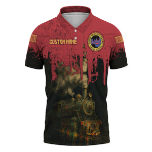 Railspirit Personalized Florida East Coast Railway Polo Shirt Vintage Train Art Style Shirt For Locomotive Fans