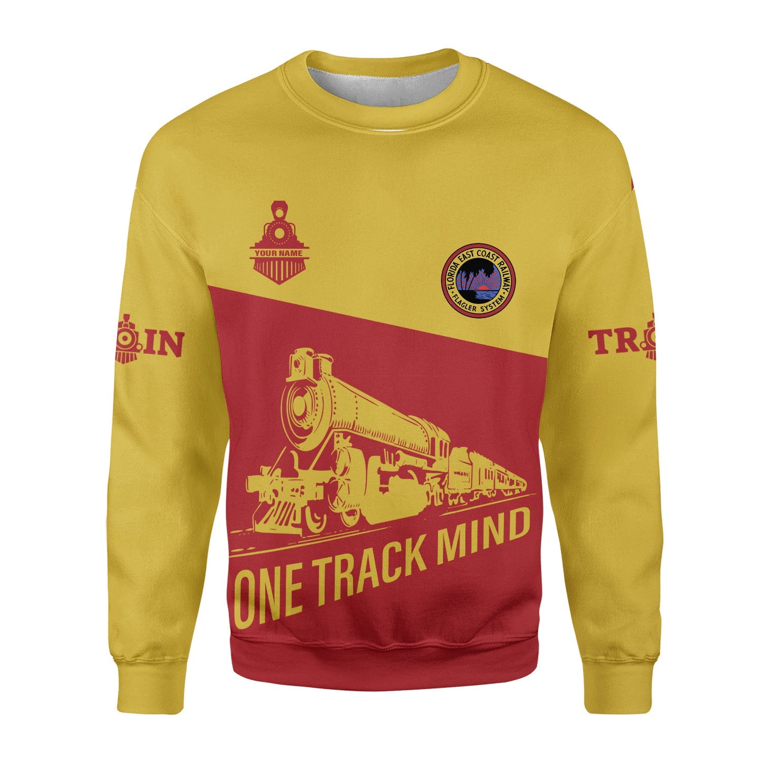 Railspirit Personalized Florida East Coast Railway Sweatshirt One Track Mind Train Sweater Gift Idea For Train Lover