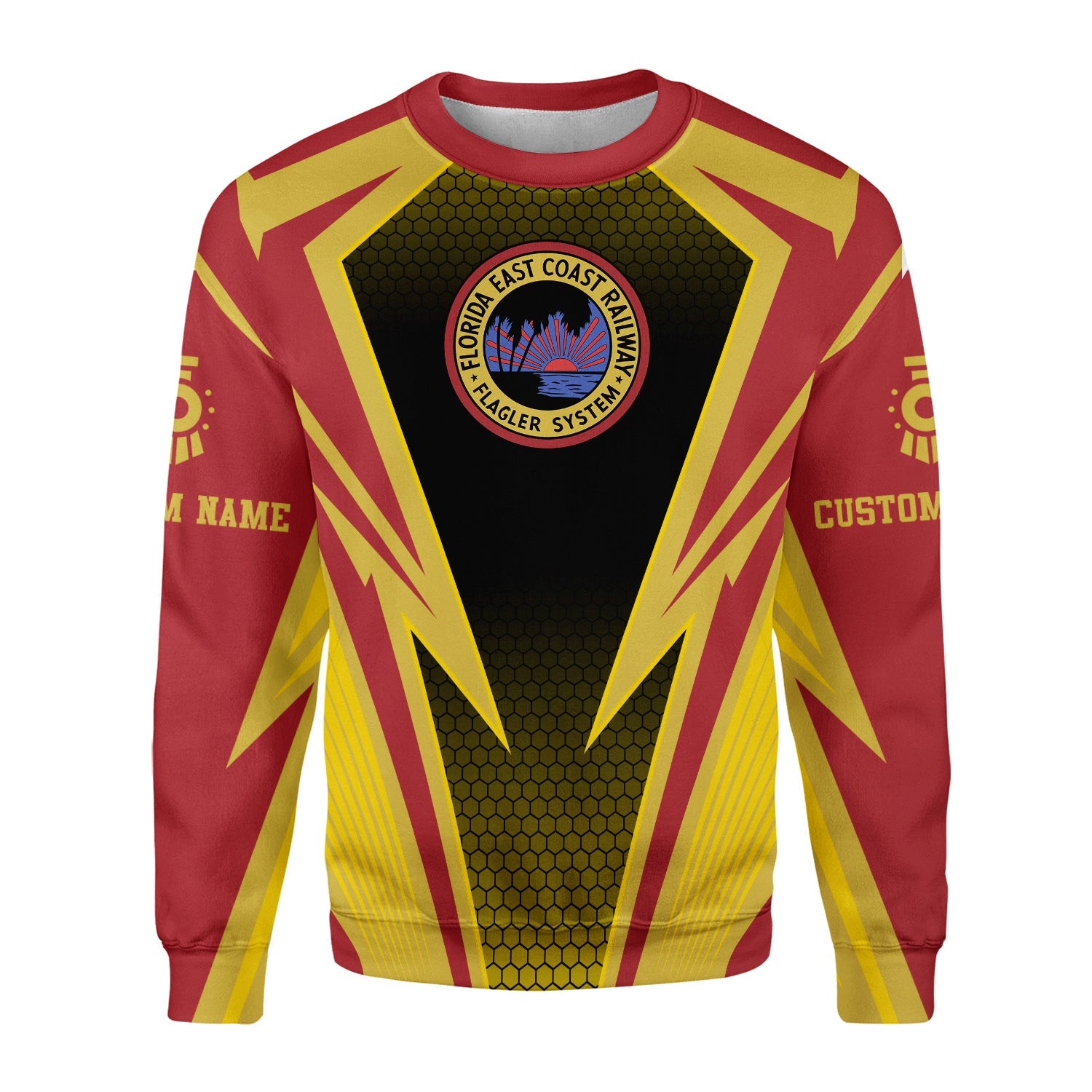 Railspirit Personalized Florida East Coast Railway Sweatshirt Lightning Graphic Style Shirt Gift Idea For Train Lover