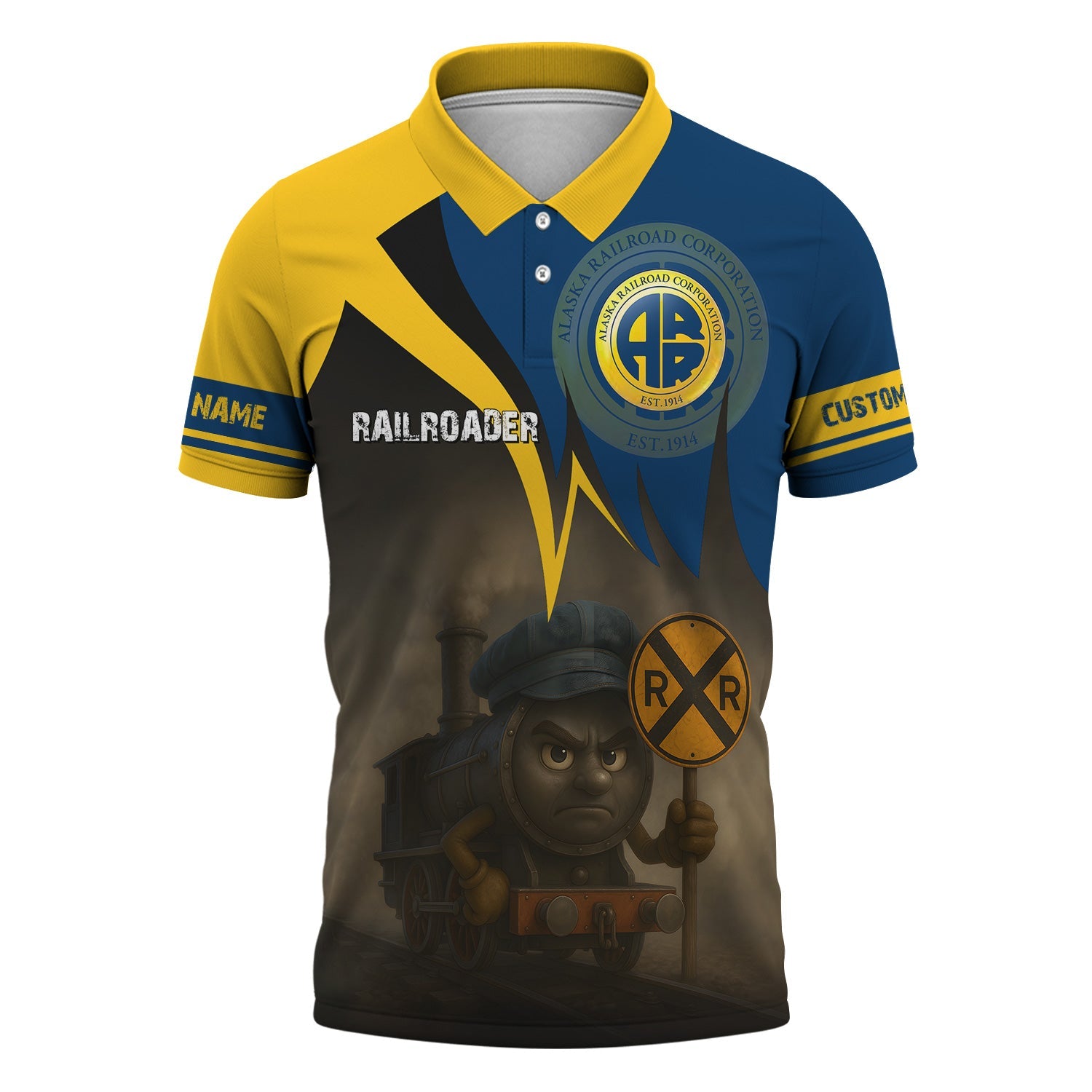 Railspirit Personalized Alaska Railroad Polo Shirt Angry Train Polo Shirt Gift Idea For Train Lover