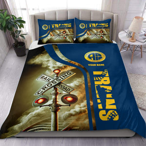 Railspirit Personalized Alaska Railroad Bedding Set Railroad Crossing Sign Bedding Set All Over Print