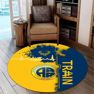 Railspirit Alaska Railroad Round Mat Engine Heartbeat and Track Love Style Mat Gift Idea For Train Lovers