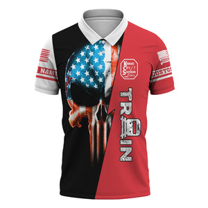 Railspirit Personalized Kansas City Southern Polo Shirt Train Skull American Flag Shirt All Over Print