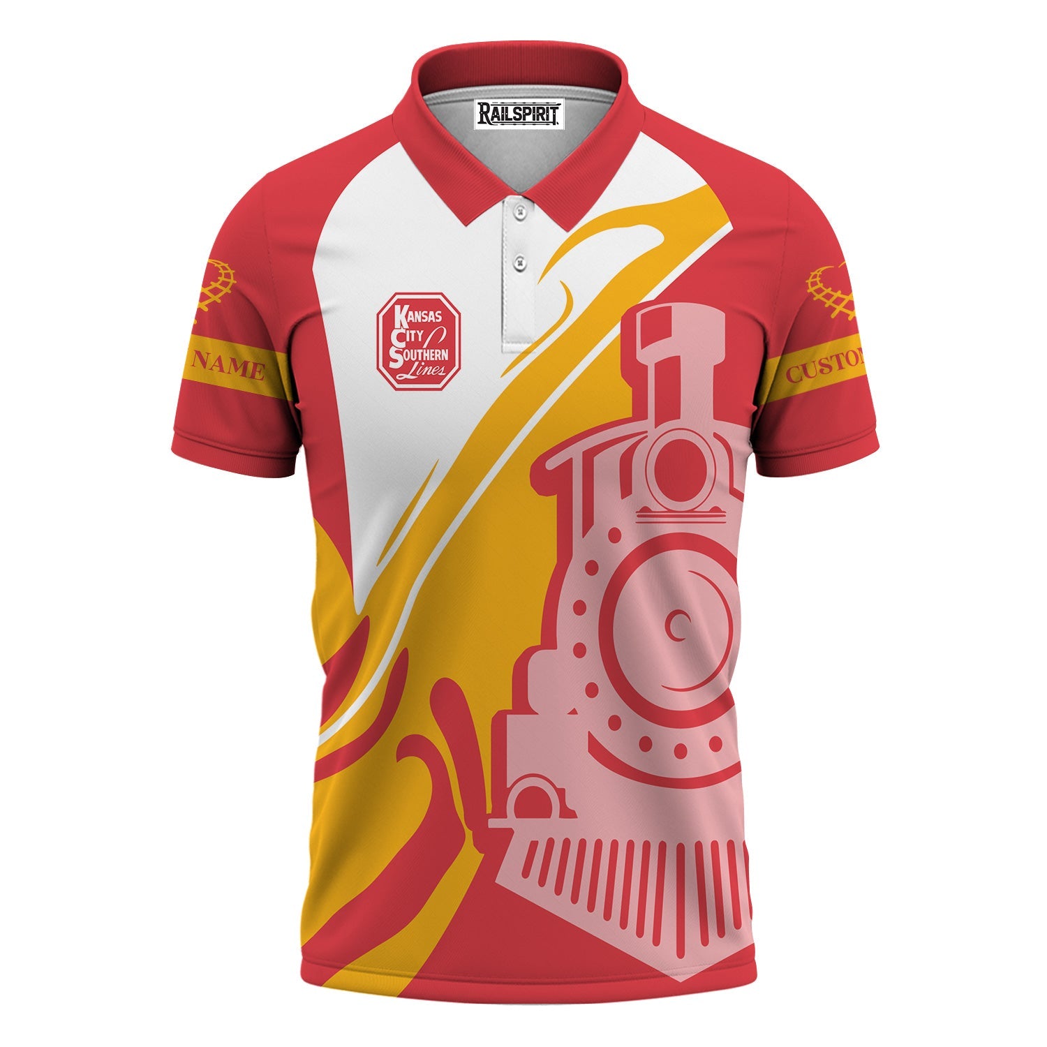 Railspirit Personalized Kansas City Southern Polo Shirt Flame-Inspired Style Shirt Gift Idea For Train Lovers