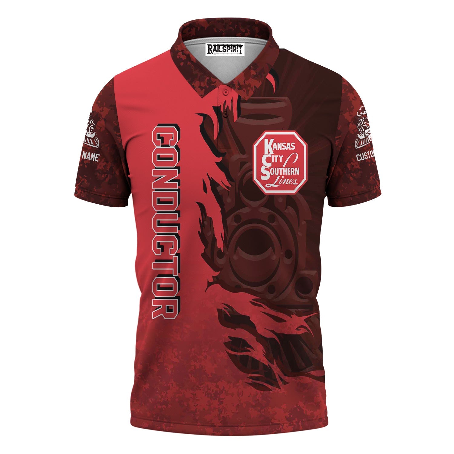 Railspirit Personalized Kansas City Southern Polo Shirt Blazing Style with Custom Position Train Shirt