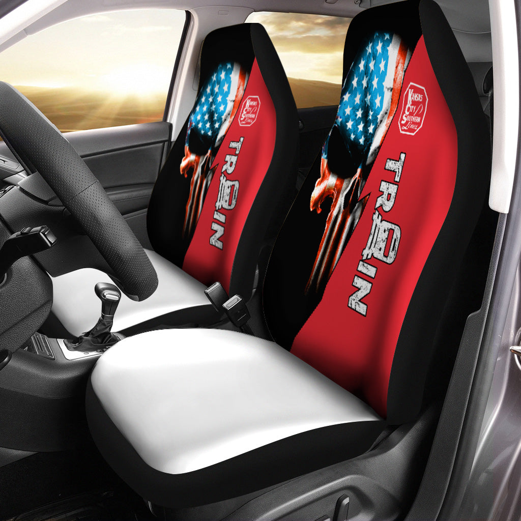 Railspirit Kansas City Southern Car Seat Cover Train Skull American Flag Style Seat Cover