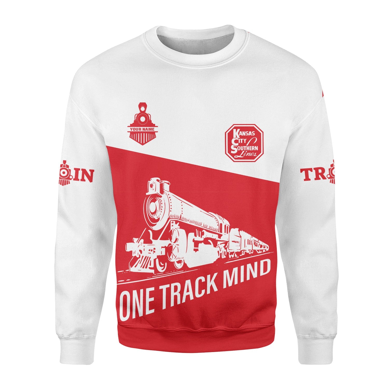 Railspirit Personalized Kansas City Southern Sweatshirt One Track Mind Train Sweater Gift Idea For Train Lover