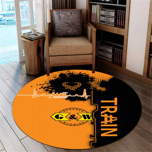 Railspirit Genesee & Wyoming Inc. Railroad Round Mat Engine Heartbeat and Track Love Style Mat Gift Idea For Train Lovers
