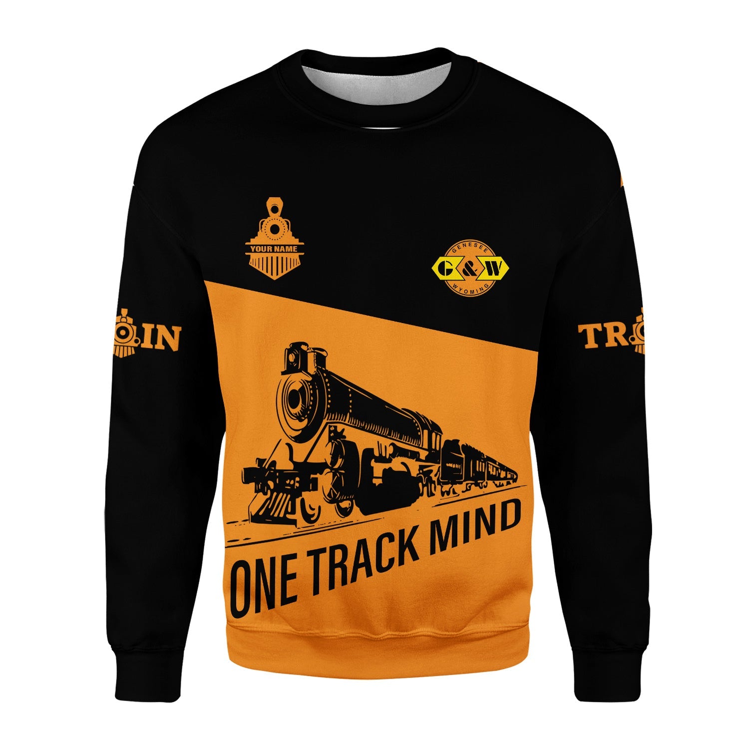 Railspirit Personalized Genesee & Wyoming Inc. Railroad Sweatshirt One Track Mind Train Sweater Gift Idea For Train Lover