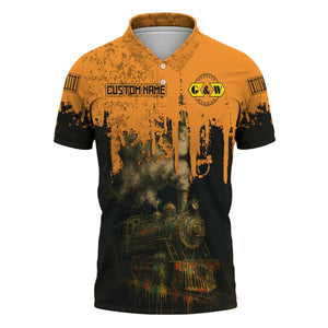 Railspirit Personalized Genesee & Wyoming Inc. Railroad Polo Shirt Vintage Train Art Style Shirt For Locomotive Fans