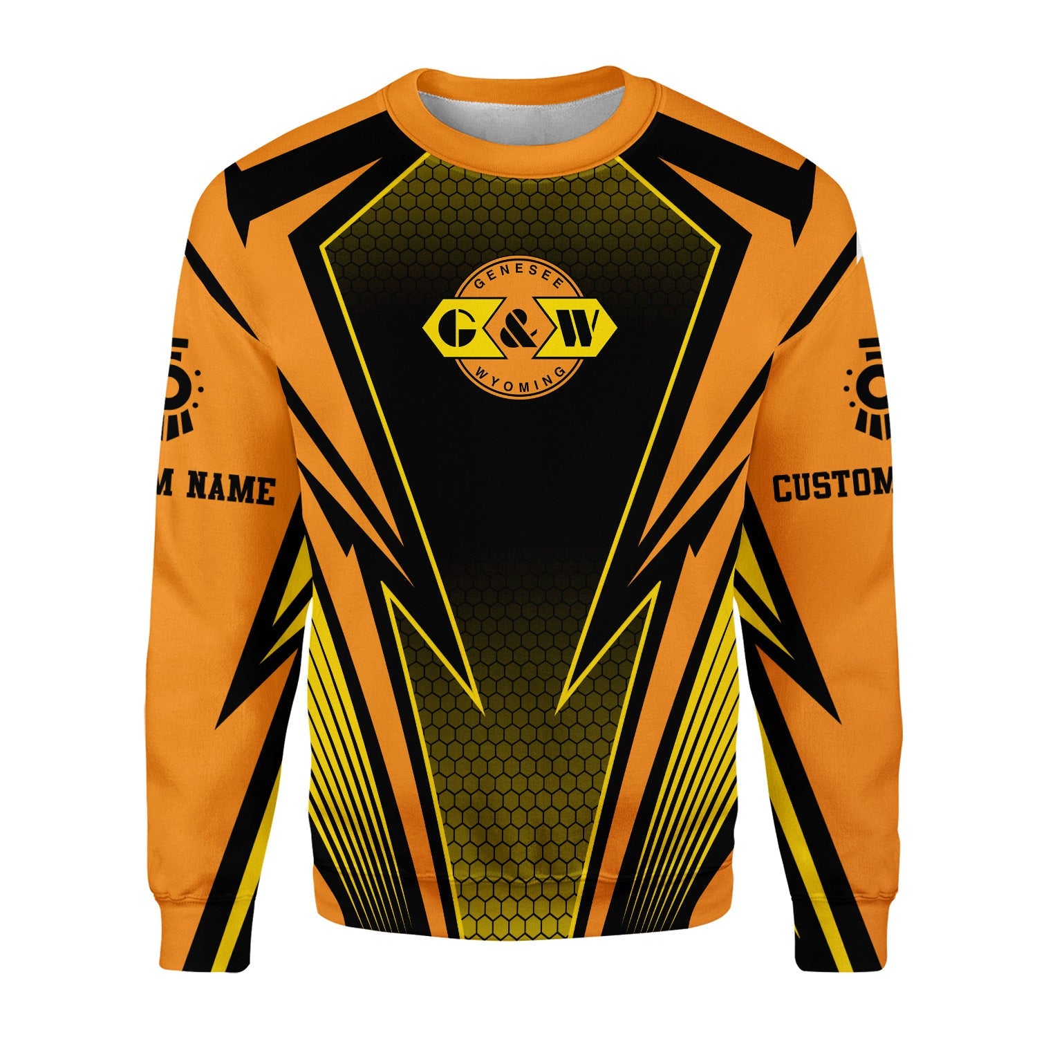 Railspirit Personalized Genesee & Wyoming Inc. Railroad Sweatshirt Lightning Graphic Style Shirt Gift Idea For Train Lover