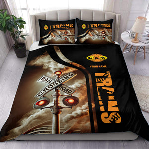 Railspirit Personalized Genesee & Wyoming Inc. Railroad Bedding Set Railroad Crossing Sign Bedding Set All Over Print