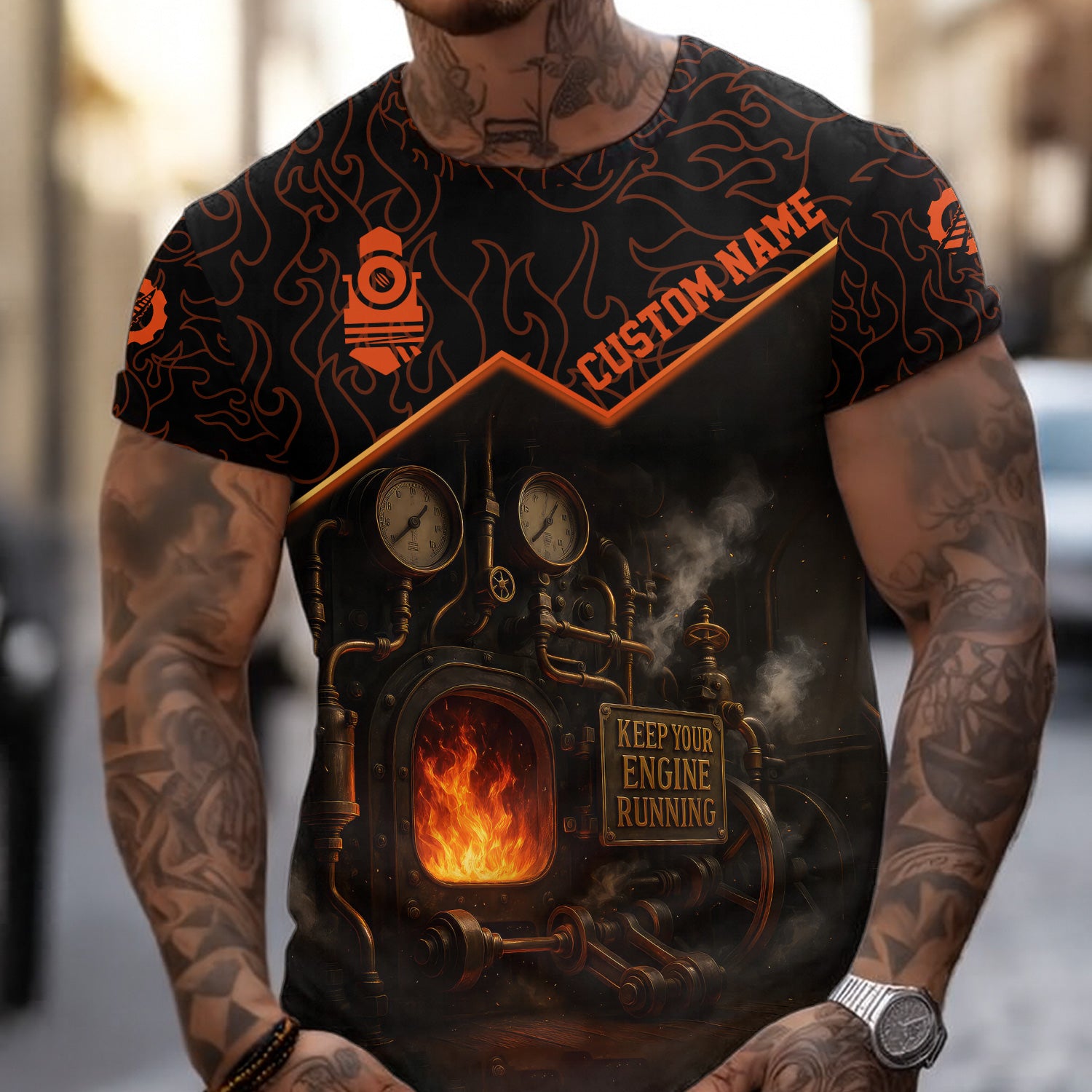 Custom Name Steam Train T-shirt, Keep Your Engine Running, Vintage Train Design, Train Lover Gift