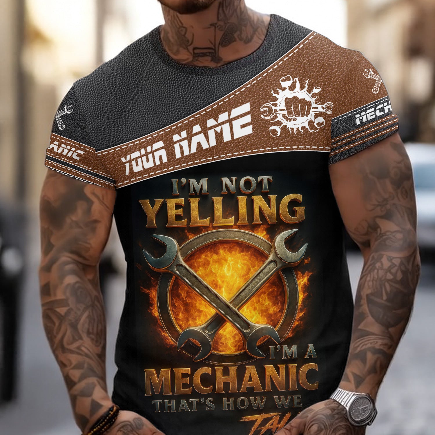 Custom Name Mechanic Shirt I'm Not Yelling I'm A Mechanic That's How We Talk T Shirt