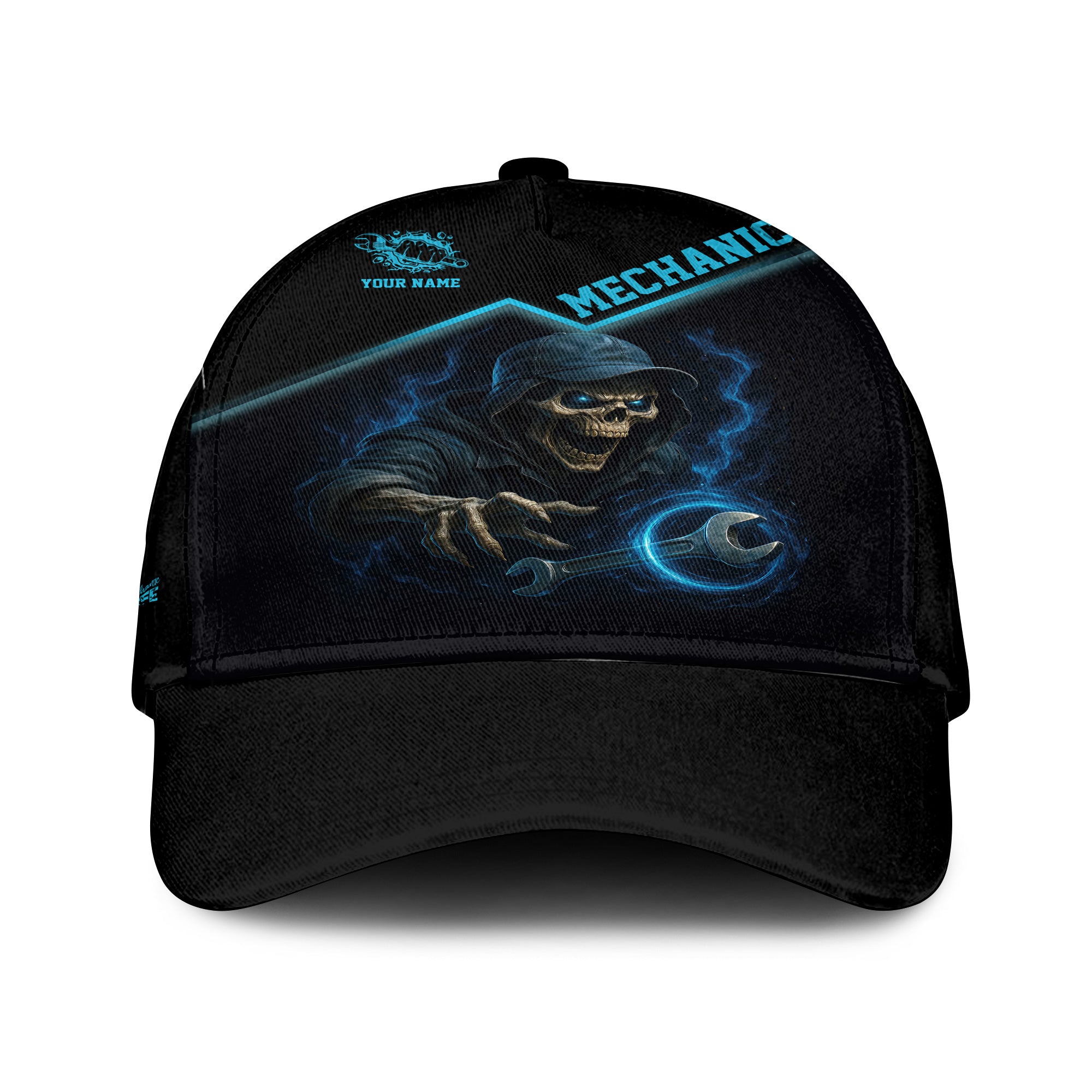 Personalized Classic Cap I Am A Grumpy Old Mechanic Blue Flame Grim Reaper Design Cap For Mechanics