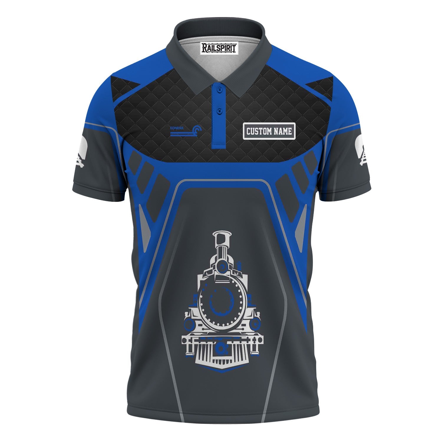 Railspirit Personalized Conrail Railroad Polo Shirt Steam Locomotive Engine Graphic Train Shirt All Over Print