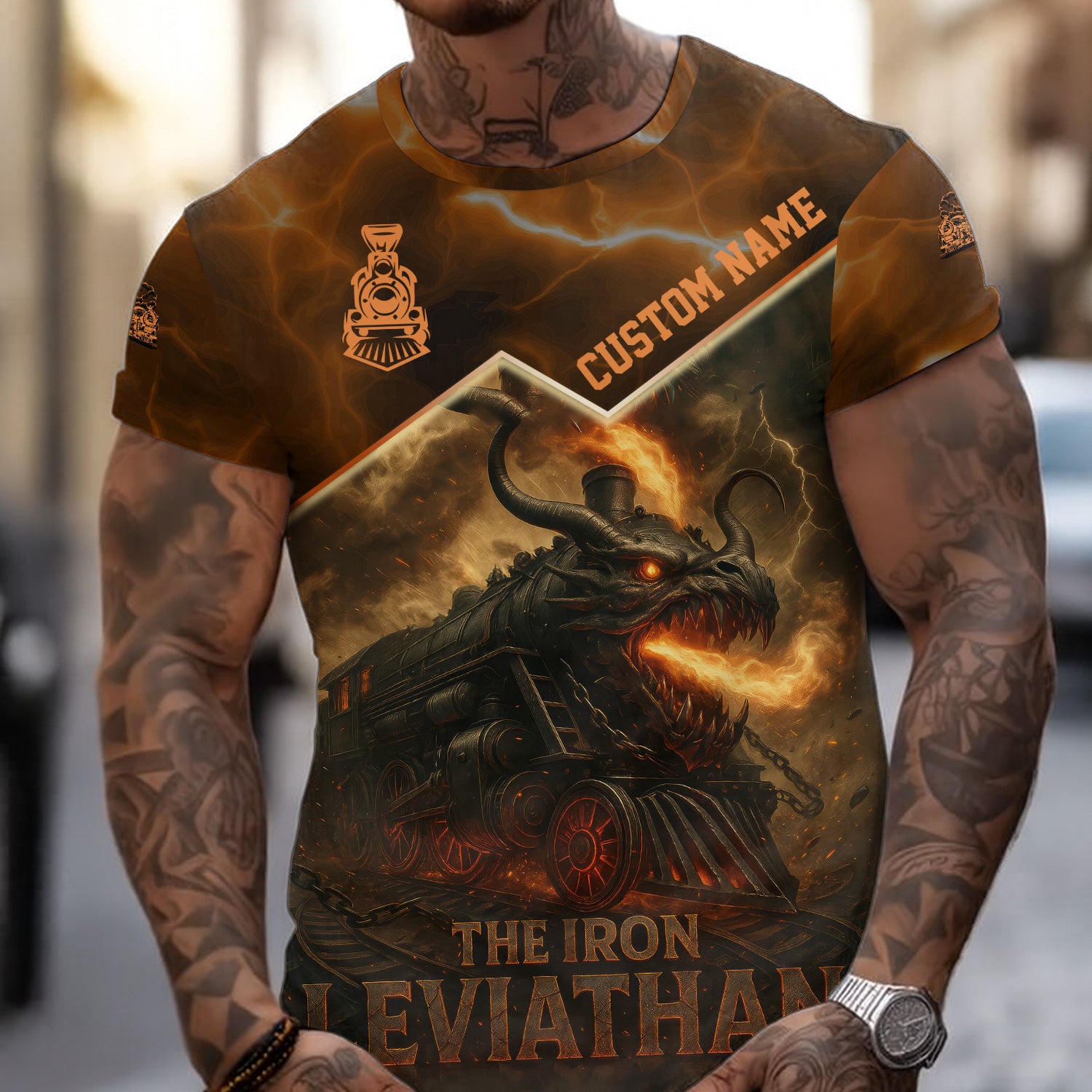 Custom Name Steam Train T-shirt, The Iron Leviathan, Monster Train Design, Train Lover Gift